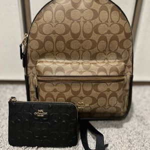 Coach Charlie medium backpack and wristlet
